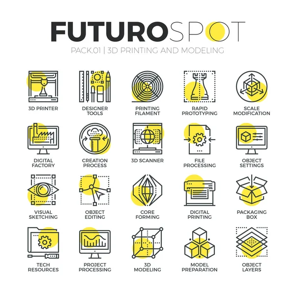 3D modeling Futuro Spot Icons — Stockvector