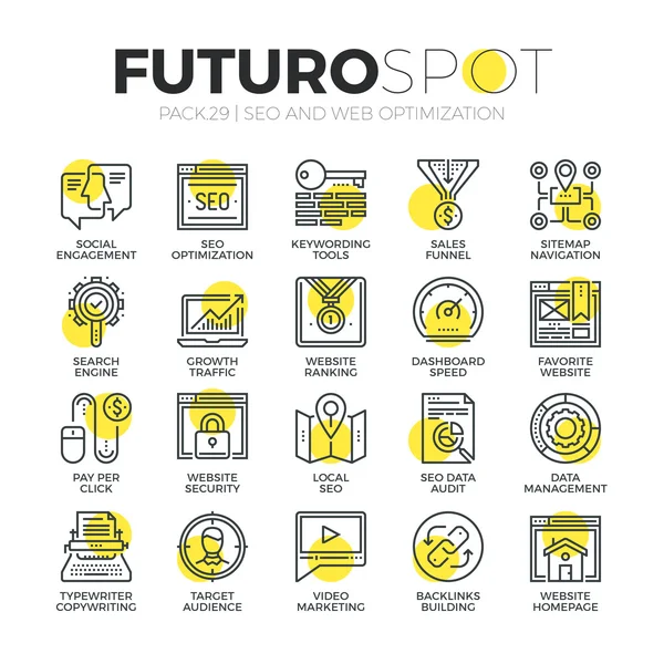 Suchoptimierung Futuro-Spot-Symbole — Stockvektor