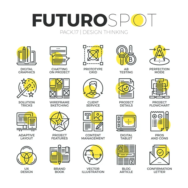 Content Design Futuro Spot pictogrammen — Stockvector