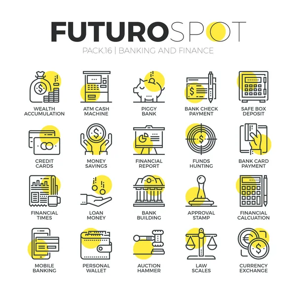 Services bancaires Futuro Spot Icônes — Image vectorielle