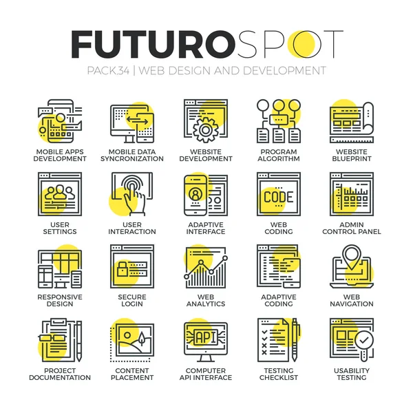 Website aanpassing Futuro Spot pictogrammen — Stockvector