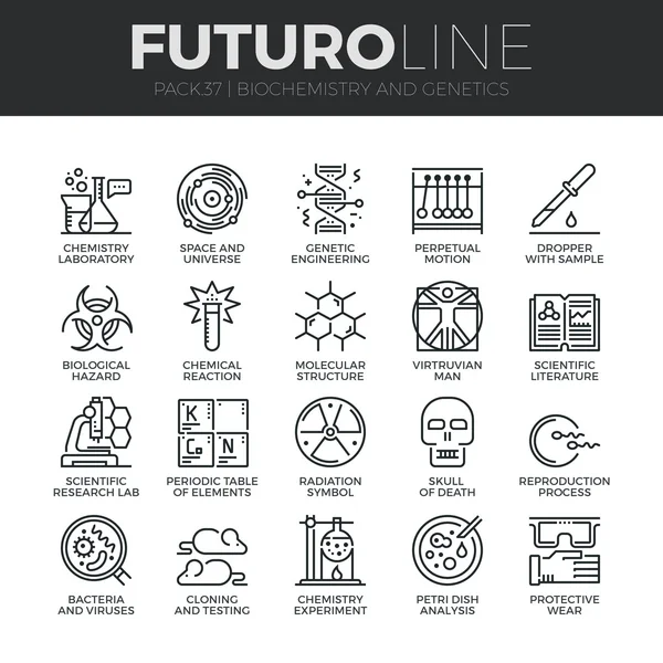 Biochemie en genetica Icons Set — Stockvector