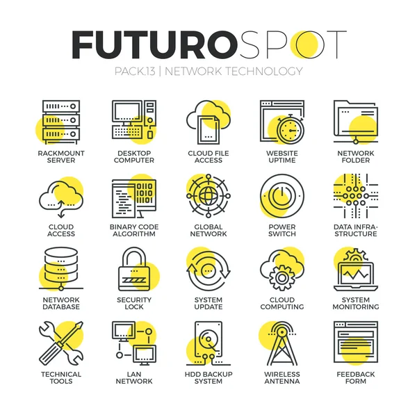 Cloud netwerk Futuro Spot pictogrammen — Stockvector