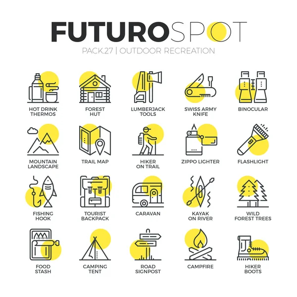 Survival Tourism Futuro Spot Icons — Stock Vector