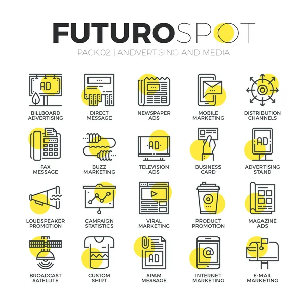 Canais publicitários Futuro Spot Ícones —  Vetores de Stock