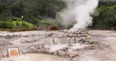 Furnas, Azores 'e su ve buhar sıçratan büyük, kaynayan bir volkanik kaynak göleti. Gölet volkandan gelen basınçla kaynıyor buharlaşmış su ve mineraller yüzeye çıkıyor..