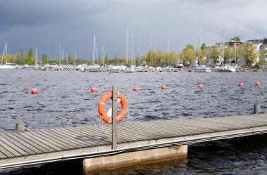 Saimaa gölü ve Lappeenranta limanı görünümü.