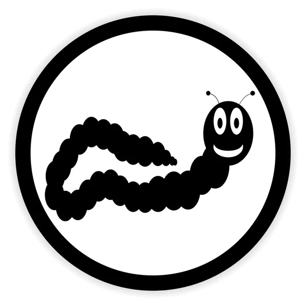 Earthworm button on white. — Stock Vector