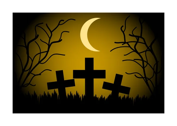 Cemetery at night — Stock Vector