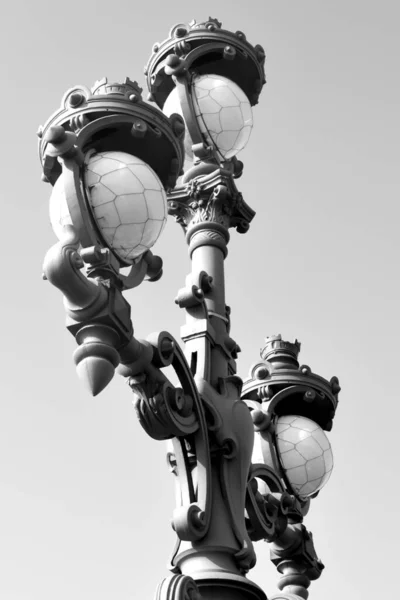 Street Lamp Old Style Black White — Stock Photo, Image