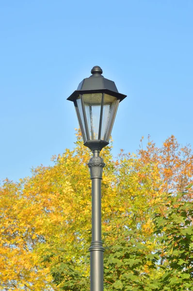 Street Lamp Old Style Background Autumn Foliage — Stock Photo, Image