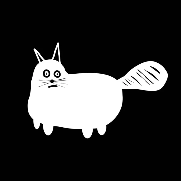 Icona Del Gatto Sfondo Nero Illustrazione Vettoriale — Vettoriale Stock