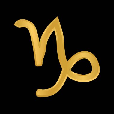 Oğlak sembolü siyah arka planda. Vektör illüstrasyonu.