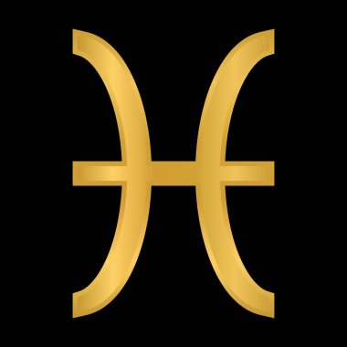 Siyah arka planda Balık burcu. Vektör illüstrasyonu.