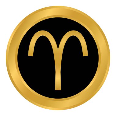 Beyaz arka planda Koç sembolü. Vektör illüstrasyonu.