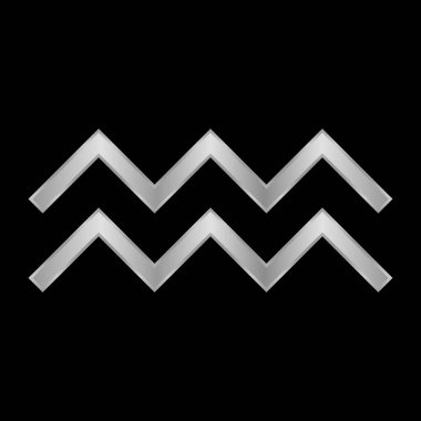 Siyah arkaplanda Kova sembolü. Vektör illüstrasyonu.