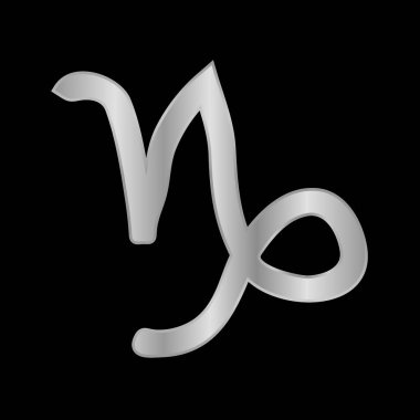 Oğlak sembolü siyah arka planda. Vektör illüstrasyonu.