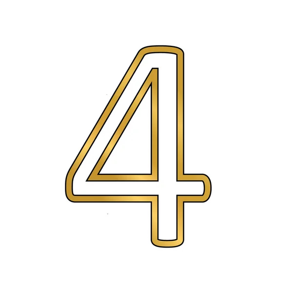 Gold Number Four Symbol White Background Vector Illustration — Stock Vector