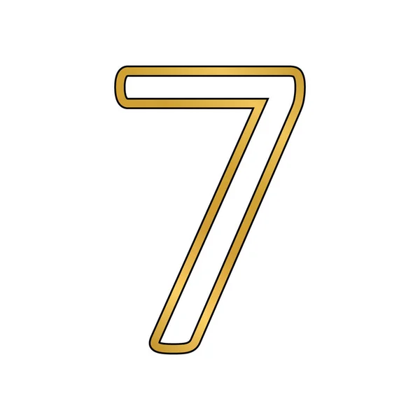 Zlatý Symbol Číslo Sedm Bílém Pozadí Vektorová Ilustrace — Stockový vektor