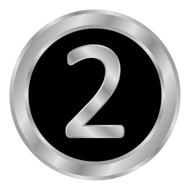 Beyaz arka planda iki numaralı altın düğme. Vektör illüstrasyonu.