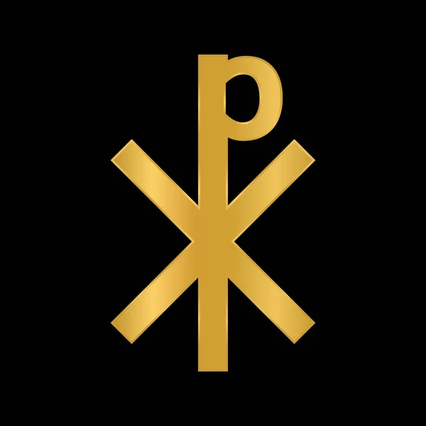 Chrismon Σύμβολο Μαύρο Φόντο Εικονογράφηση Διανύσματος Αρχαίο Χριστιανικό Σύμβολο — Διανυσματικό Αρχείο