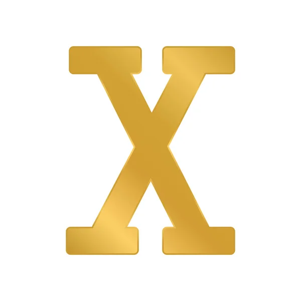 Golden Roman Numeral Ten White Background Vector Illustration — Stock Vector