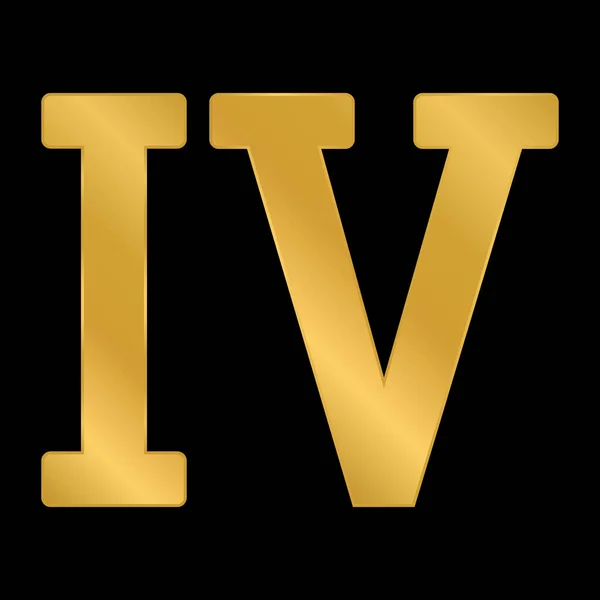 Golden Roman Numeral Four Black Background Vector Illustration — Stock Vector