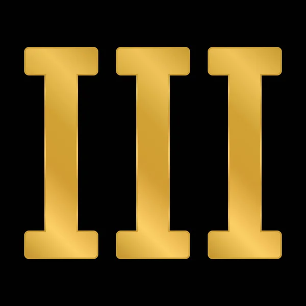 Golden Roman Numeral Three Black Background Vector Illustration — Stock Vector