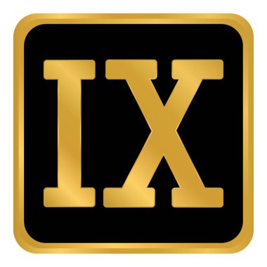 Altın Roma rakamı dokuz düğmesi. Vektör illüstrasyonu.