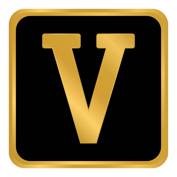 Zlatý Římský Tlačítko Číslo Pět Vektorová Ilustrace — Stockový vektor