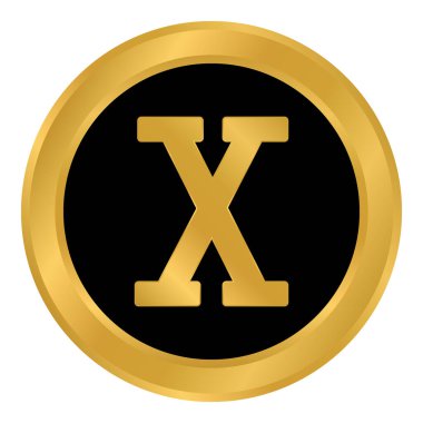 Altın Roma rakamı on düğmesi. Vektör illüstrasyonu.