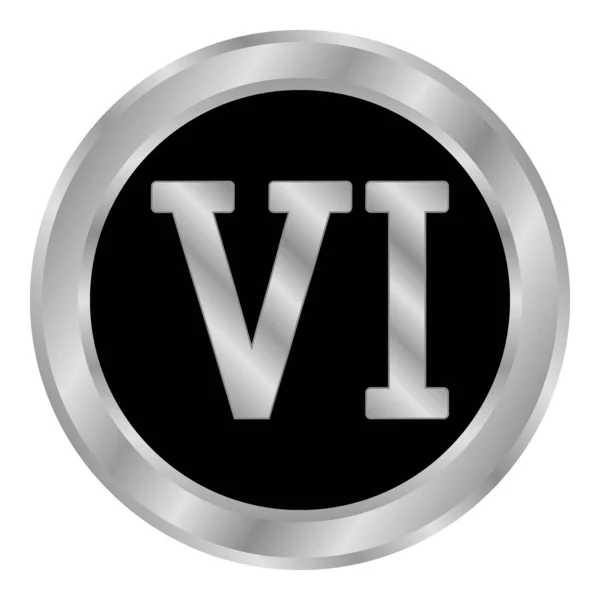 Kovové Tlačítko Římské Číslo Šest Vektorová Ilustrace — Stockový vektor