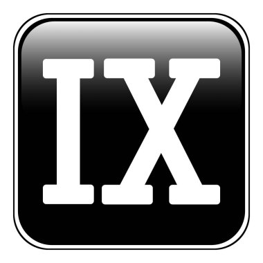 Beyaz arka planda Roma rakamı dokuz düğmesi. Vektör illüstrasyonu.