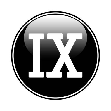 Beyaz arka planda Roma rakamı dokuz düğmesi. Vektör illüstrasyonu.