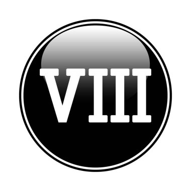 Beyaz arka planda Roma rakamı sekiz düğmesi. Vektör illüstrasyonu.