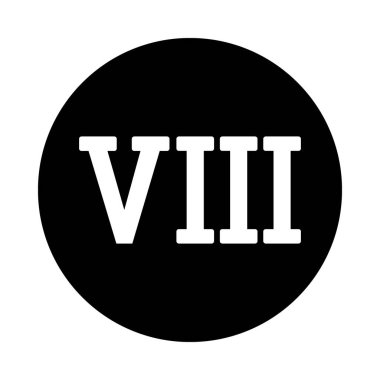 Beyaz arka planda Roma rakamı sekiz düğmesi. Vektör illüstrasyonu.