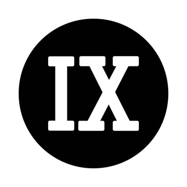 Beyaz arka planda Roma rakamı dokuz düğmesi. Vektör illüstrasyonu.