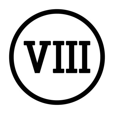 Beyaz arka planda Roma rakamı sekiz düğmesi. Vektör illüstrasyonu.