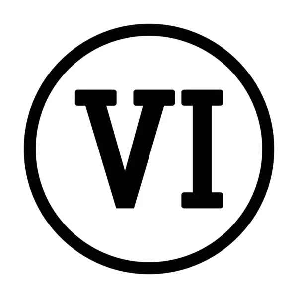 Římské Číslo Šest Tlačítko Bílém Pozadí Vektorová Ilustrace — Stockový vektor