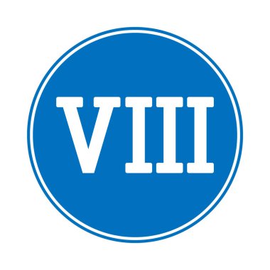 Beyaz arka planda Roma rakamı sekiz düğmesi. Vektör illüstrasyonu.