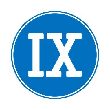 Beyaz arka planda Roma rakamı dokuz düğmesi. Vektör illüstrasyonu.