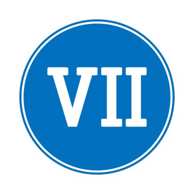 Beyaz arka planda Roma rakamı yedi düğmesi. Vektör illüstrasyonu.