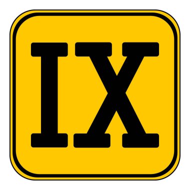 Beyaz arka planda Roma rakamı dokuz düğmesi. Vektör illüstrasyonu.