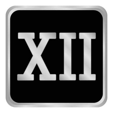 Metal Roma rakamı 12 düğmesi. Vektör illüstrasyonu.