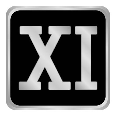 Metal Roma rakamı 11 düğmesi. Vektör illüstrasyonu.