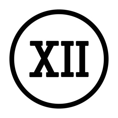 Beyaz üzerine Roma rakamı 12 düğmesi. Vektör illüstrasyonu.