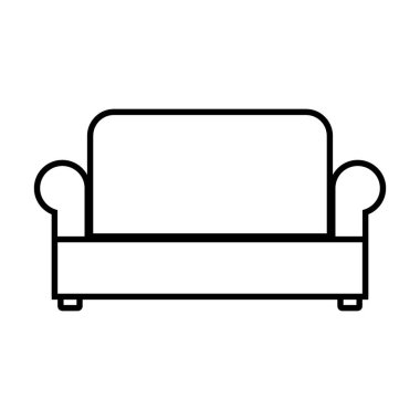 Beyaz arkaplanda kanepe simgesi. Vektör illüstrasyonu.