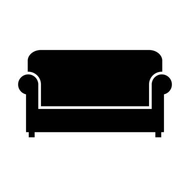 Beyaz arkaplanda kanepe simgesi. Vektör illüstrasyonu.