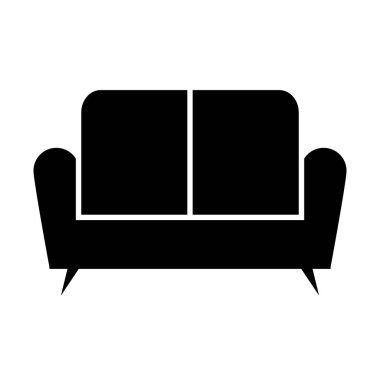 Beyaz arkaplanda kanepe simgesi. Vektör illüstrasyonu.