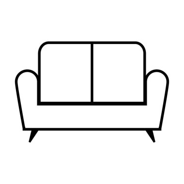 Beyaz arkaplanda kanepe simgesi. Vektör illüstrasyonu.